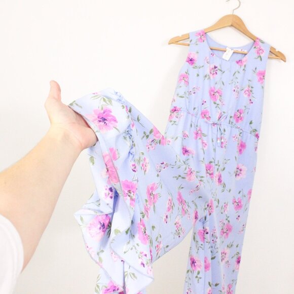 *Beautees Blue and Pink Floral Sleeveless Jumpsuit NWT - Picture 5 of 6